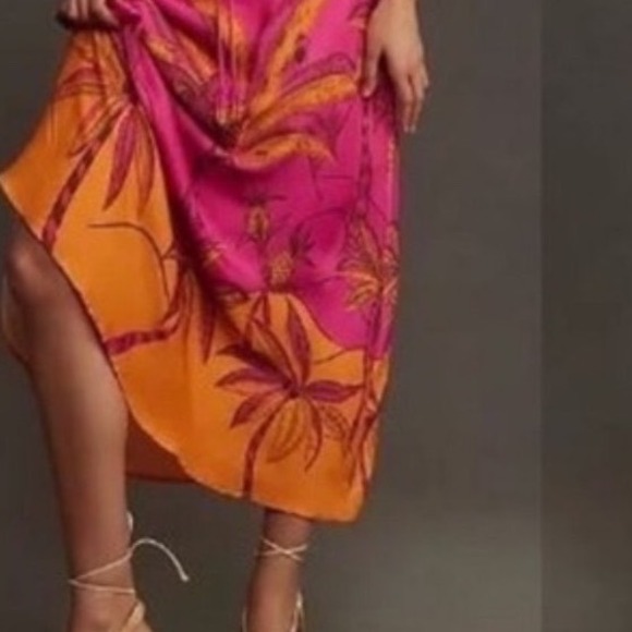 Farm Rio Beach Forest Printed Lenzing Ecovero Maxi Dress Pink Orange Size M - Picture 4 of 9